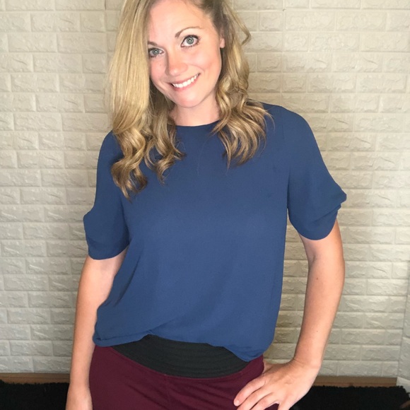 Naked Zebra Navy Blue Blouse with Gold Zipper - Picture 3 of 5